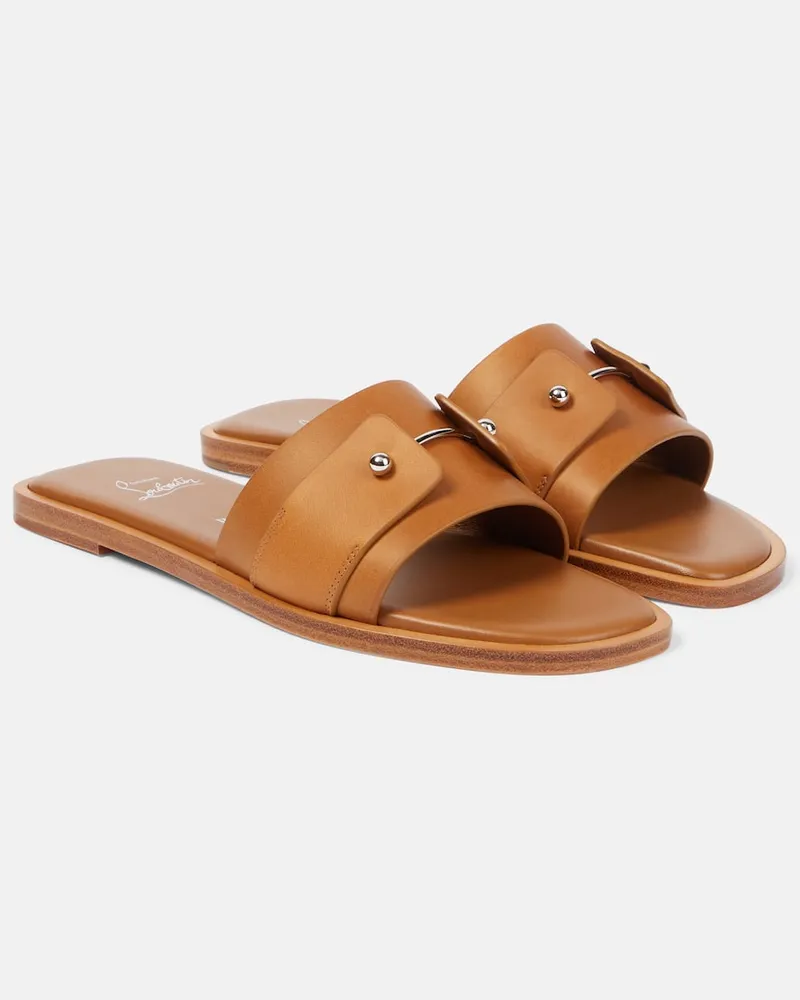 Christian Louboutin Pantoletten Chambelimule aus Leder Braun