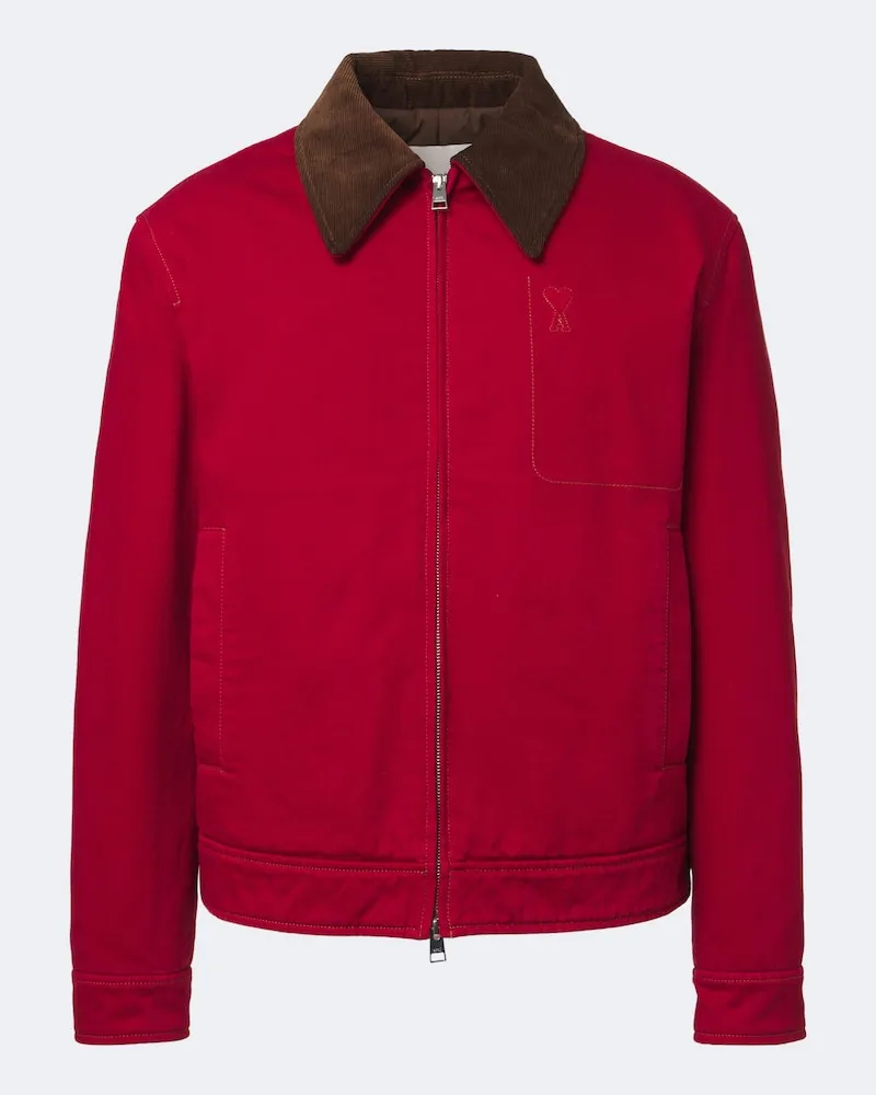 AMI Paris Jeansjacke Ami de Coeur mit Cord Rot
