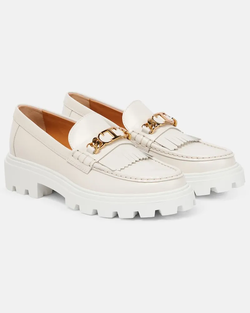TOD'S Plateau-Loafers aus Leder Weiß