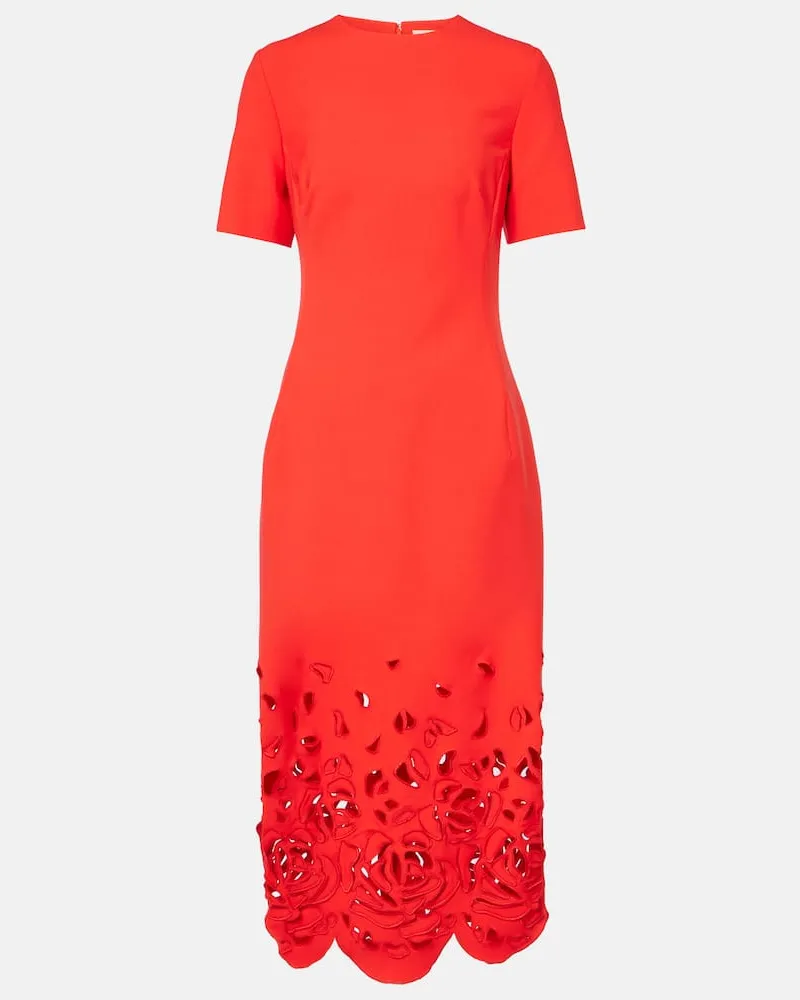 Oscar de la Renta Cocktailkleid aus einem Wollgemisch Orange