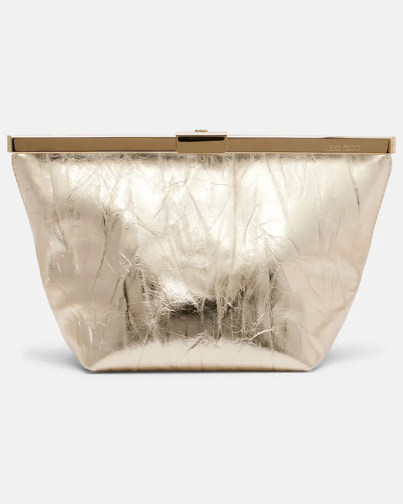 Jimmy Choo Clutch Ganache aus Metallic-Leder Gold