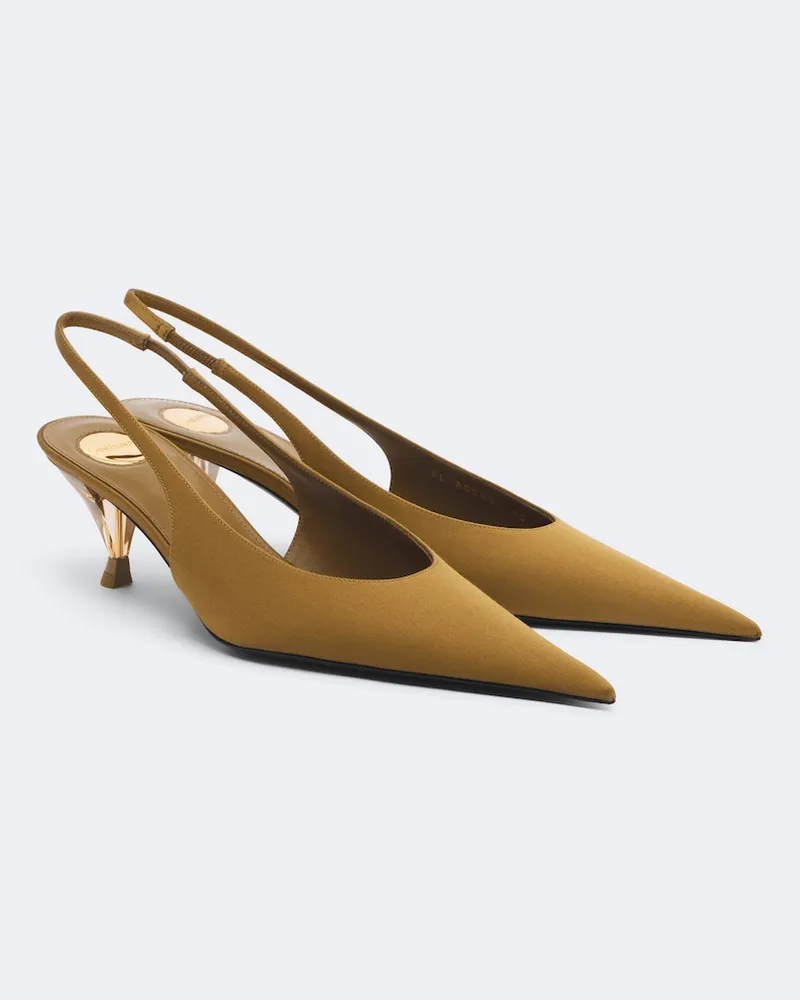 Saint Laurent Slingback-Pumps Fanny aus Satin Braun