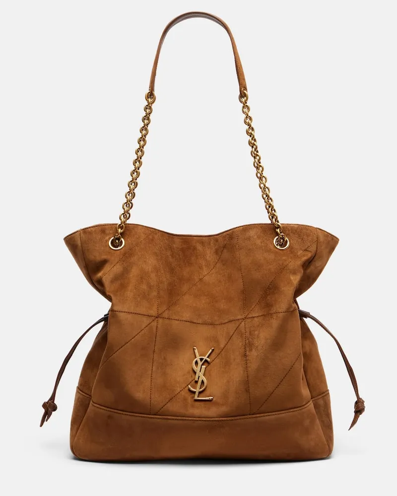 Saint Laurent Tote Bag Jamie Shopping aus Veloursleder Braun
