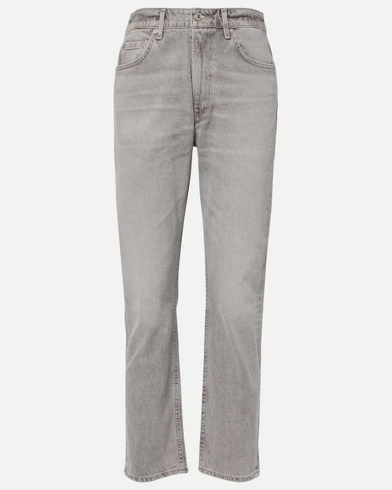Citizens of humanity Mid-Rise Straight Jeans Zurie Ankle Grau