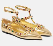 Ballerinas Rockstud aus Metallic-Leder