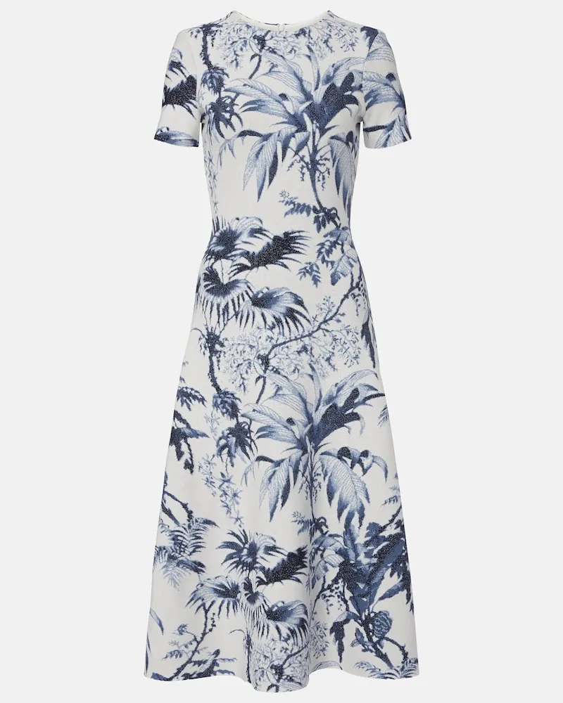 Oscar de la Renta Bedrucktes Cocktailkleid Blau