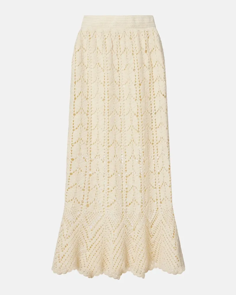 Zimmermann Midirock aus Häkelstrick Weiß