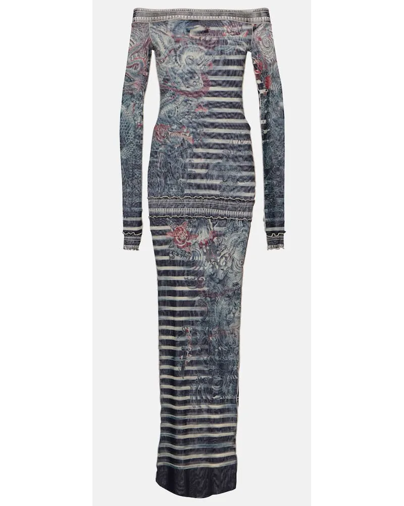 Jean Paul Gaultier Tattoo Collection Maxikleid Multicolor