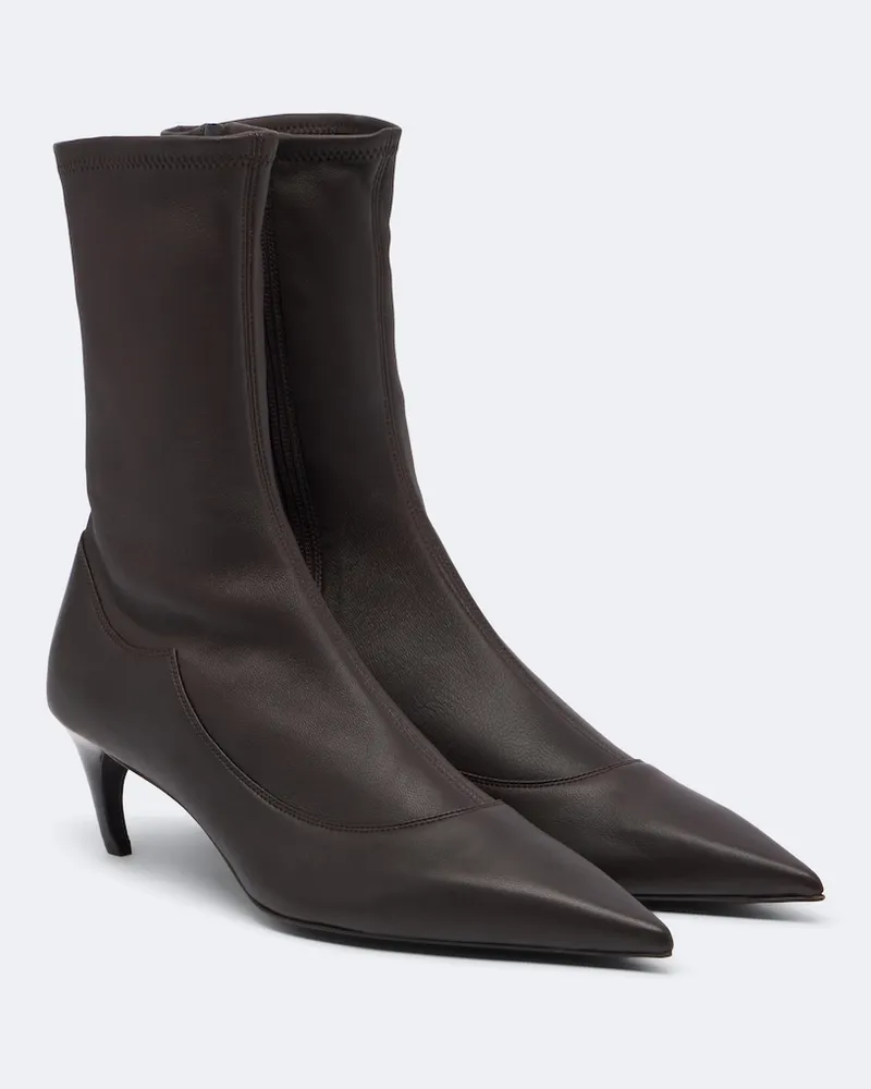 KHAITE Wadenhohe Stiefel Valerie aus Leder Braun