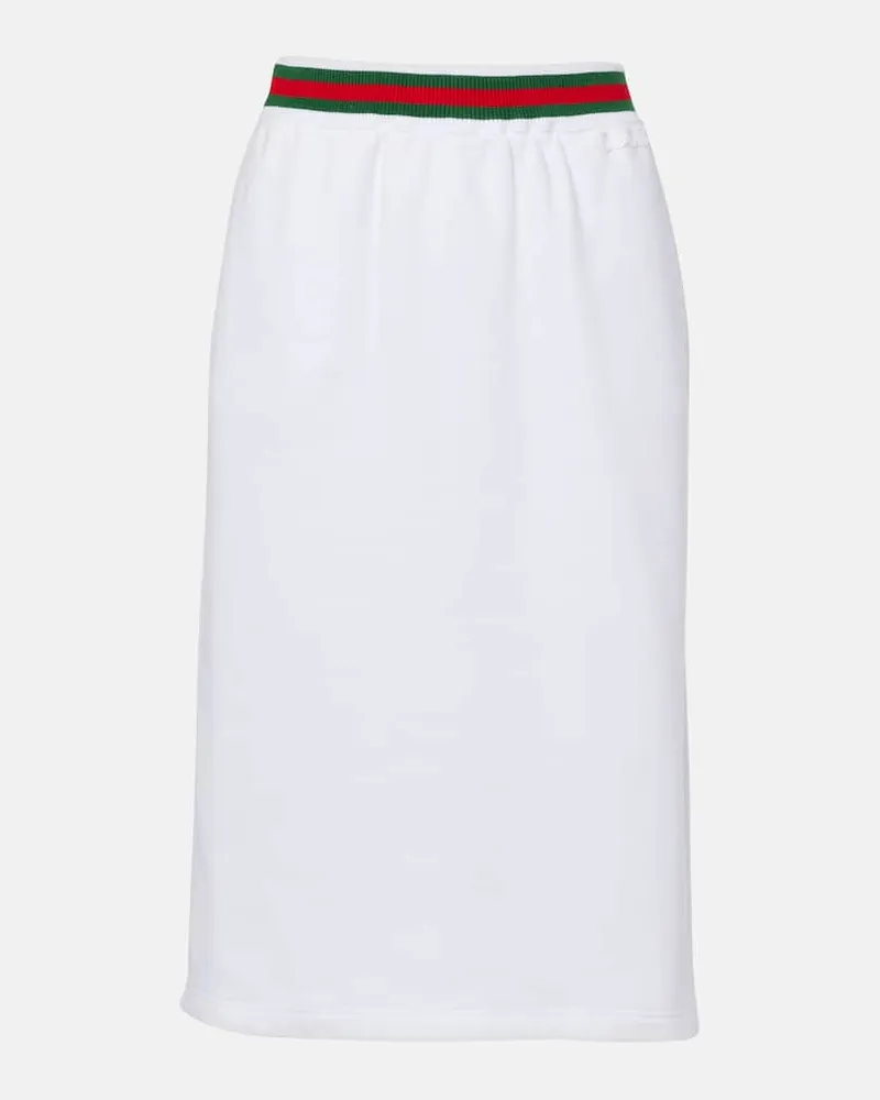Gucci Midirock aus Baumwoll-Jersey Weiß