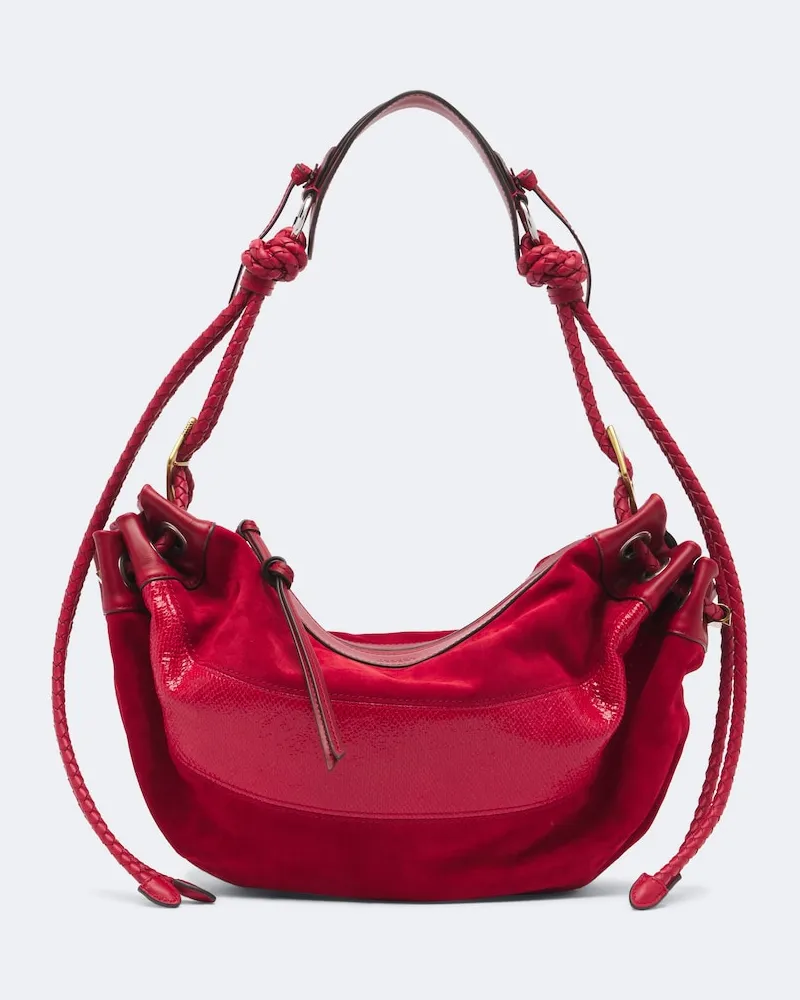 Isabel Marant Schultertasche Maia Medium aus Veloursleder Rot