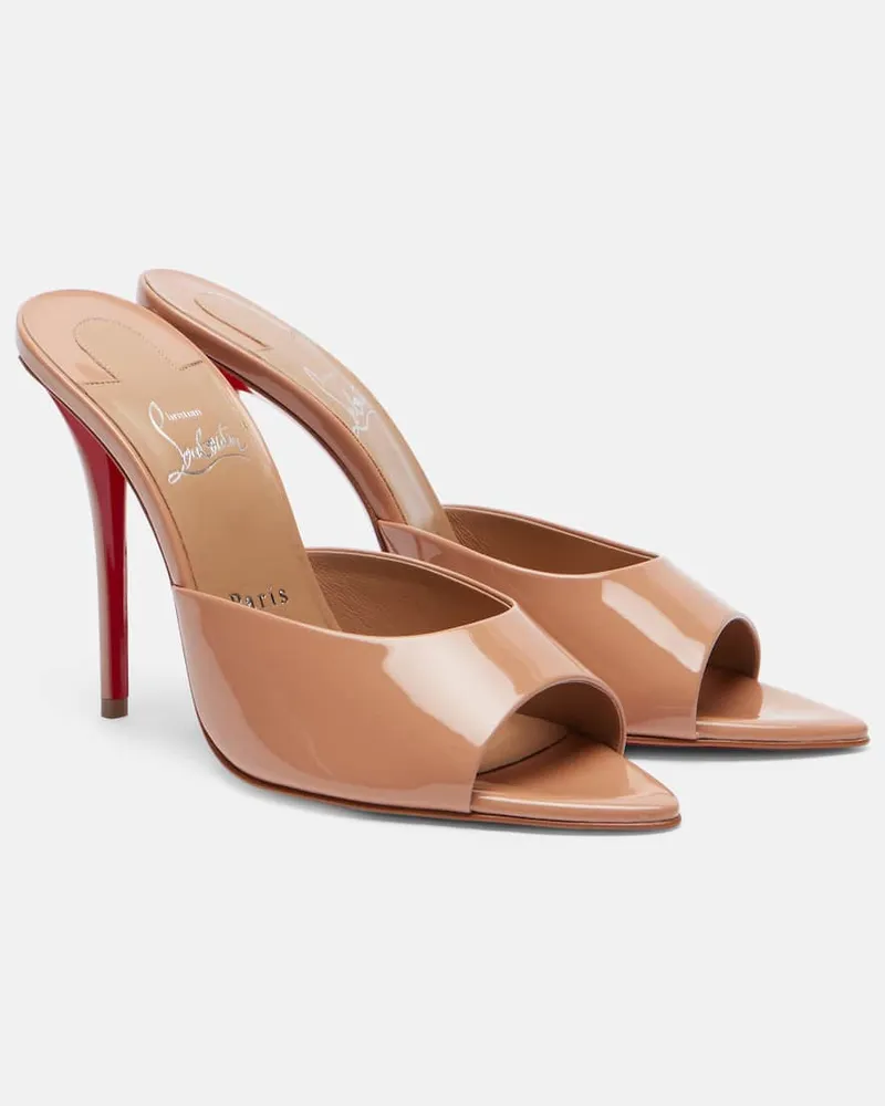 Christian Louboutin Pantoletten Miss Z 100 aus Lackleder Beige