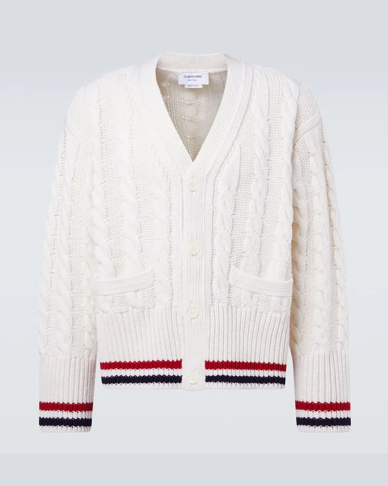 Thom Browne Cardigan aus Schurwolle Weiß