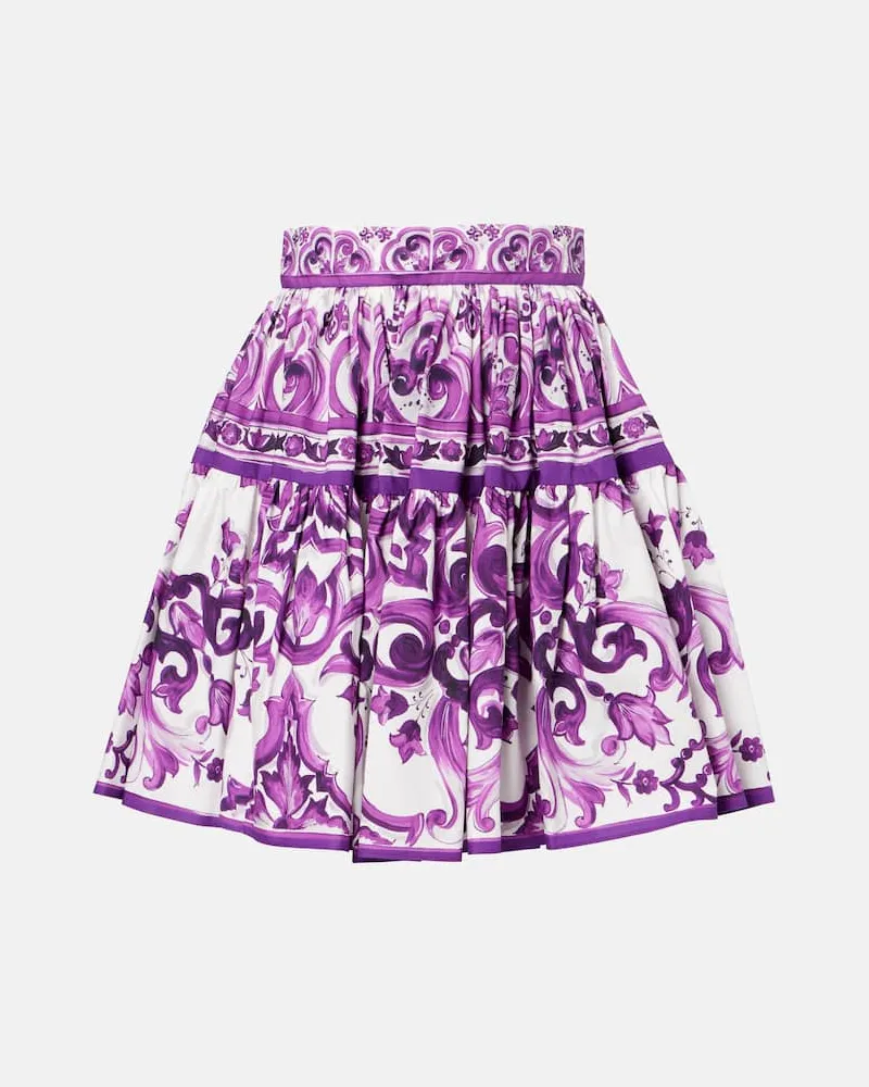 Dolce & Gabbana Minirock Majolica aus Baumwollpopeline Lila