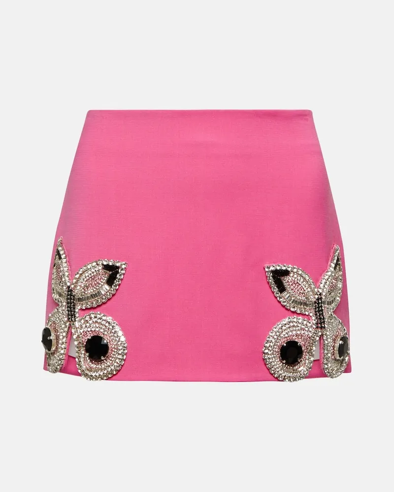 Area Verzierter Minirock aus Wolle Rosa