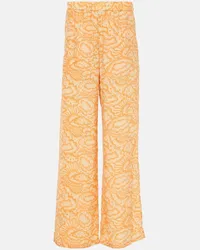 Stella McCartney Mid-Rise-Hose aus Seide Multicolor