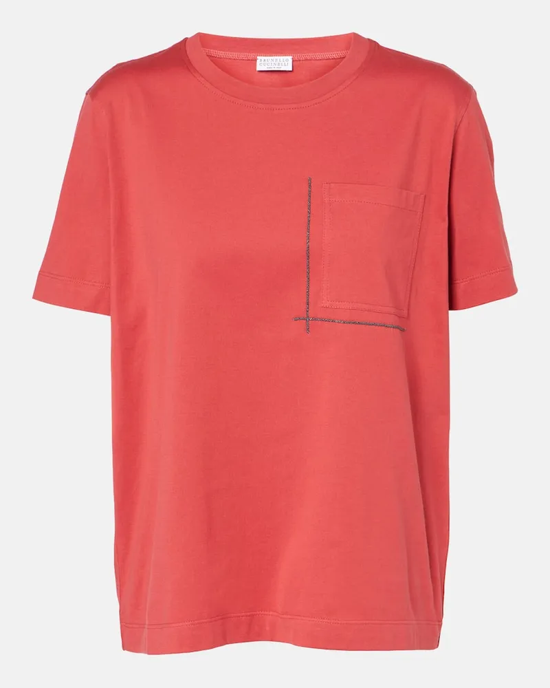 Brunello Cucinelli T-Shirt aus Baumwoll-Jersey Rot