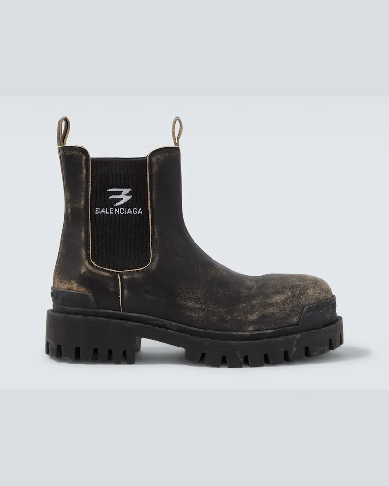 Balenciaga Chelsea Boots Strike aus Leder Braun