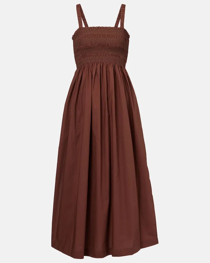 Heidi Klein Midikleid Grasse aus Baumwollpopeline Braun