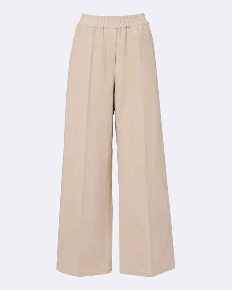 Brunello Cucinelli Weite Hose aus Baumwolle Beige