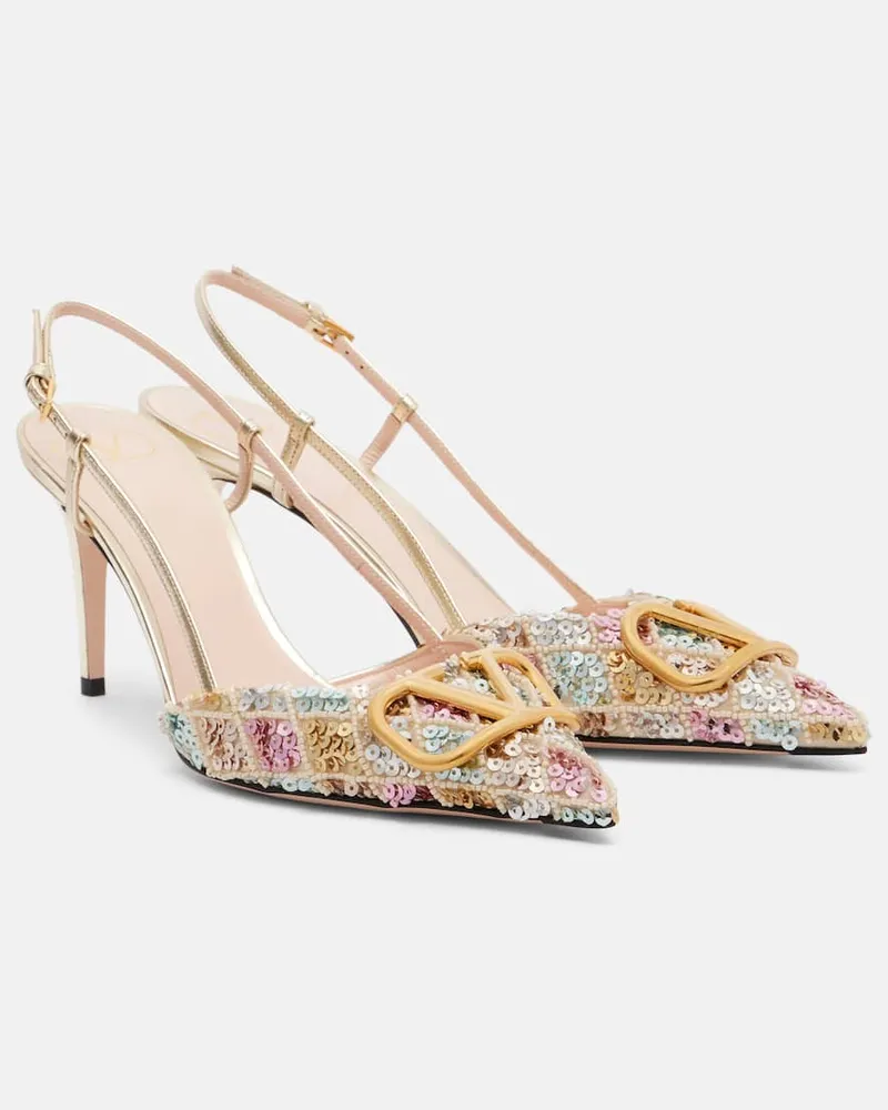 Valentino Garavani Slingback-Pumps VLogo 80 aus Leder Multicolor