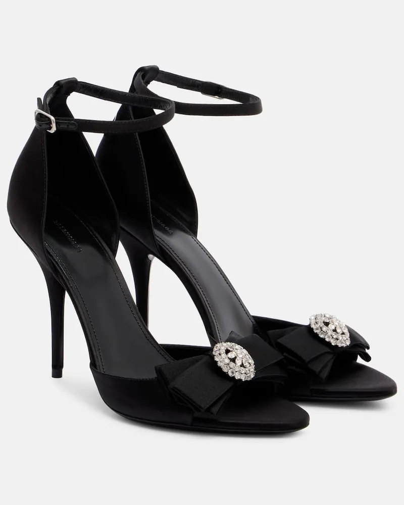 Balenciaga Sandalen Avenue Palazzo 110 aus Satin Schwarz