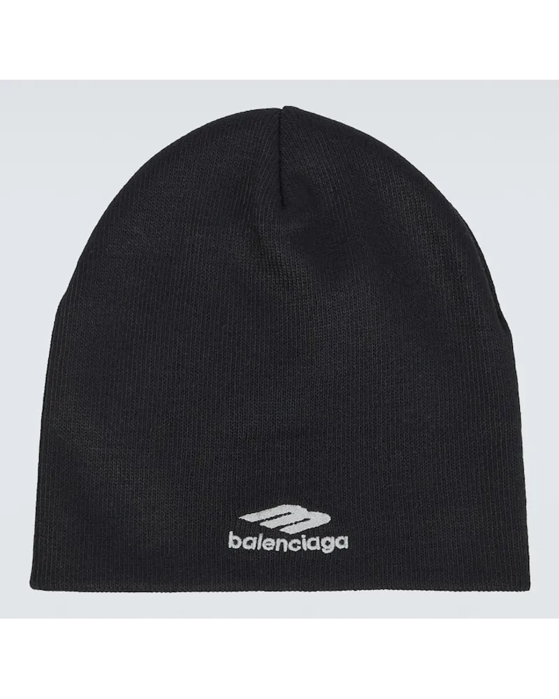 Balenciaga Mütze 3B Sports Icon aus Rippstrick Schwarz