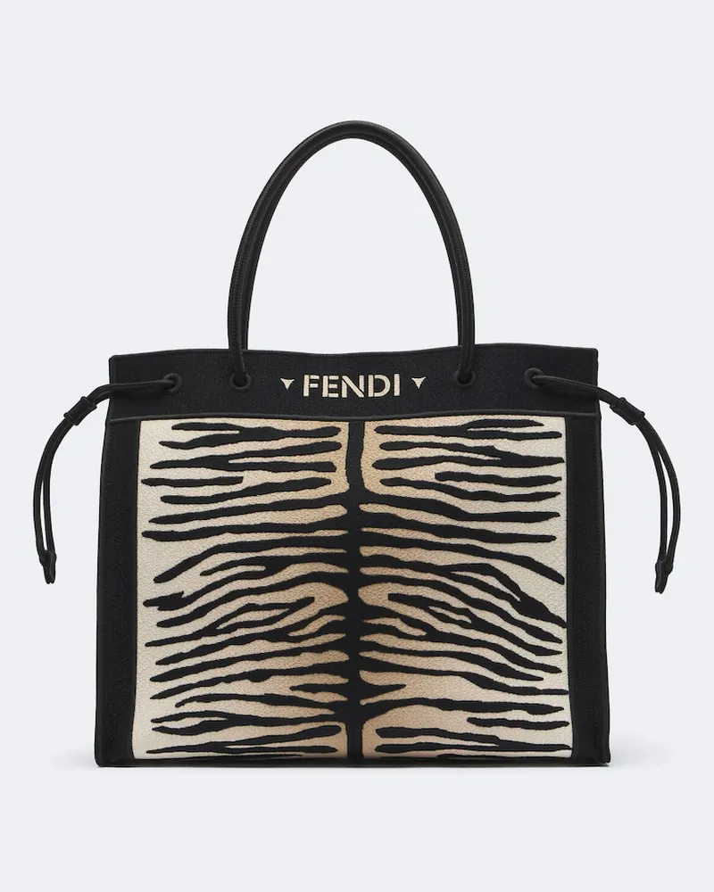 Fendi Bestickter Shopper Medium Beige