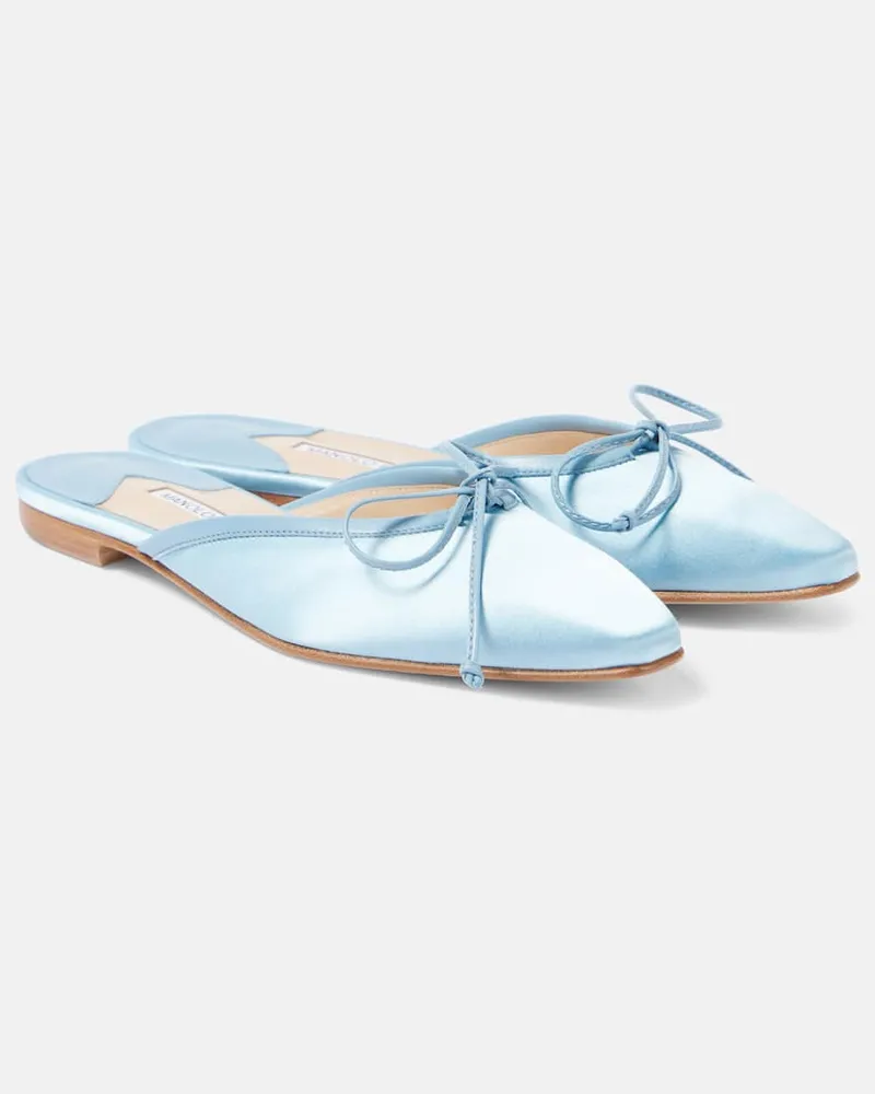 Manolo Blahnik Slippers Ballerimu 10 aus Satin Blau