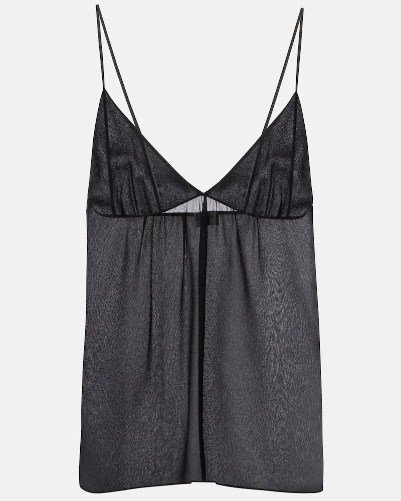 Saint Laurent Top aus Seidengeorgette Schwarz