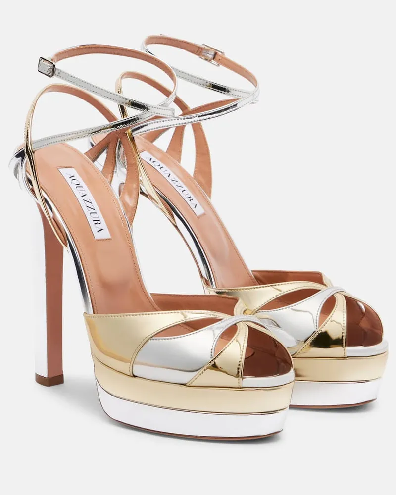 Aquazzura Sandalen Moves 130 aus Metallic-Leder Silber