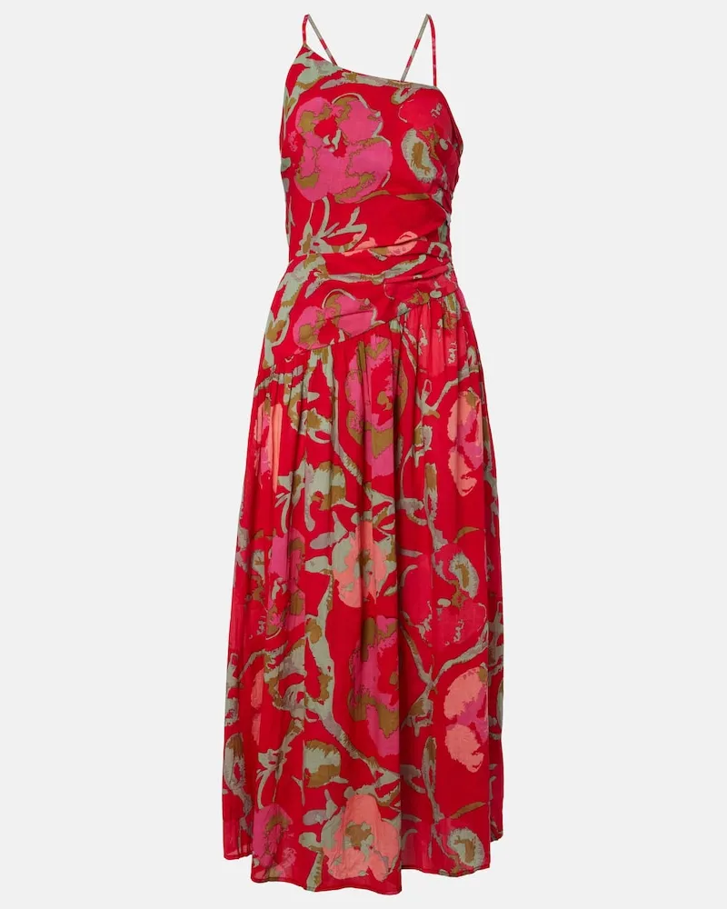 Velvet Midikleid Cosima aus Baumwolle Rot