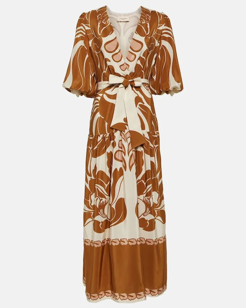 Adriana Degreas Bedrucktes Maxikleid aus Seide Multicolor