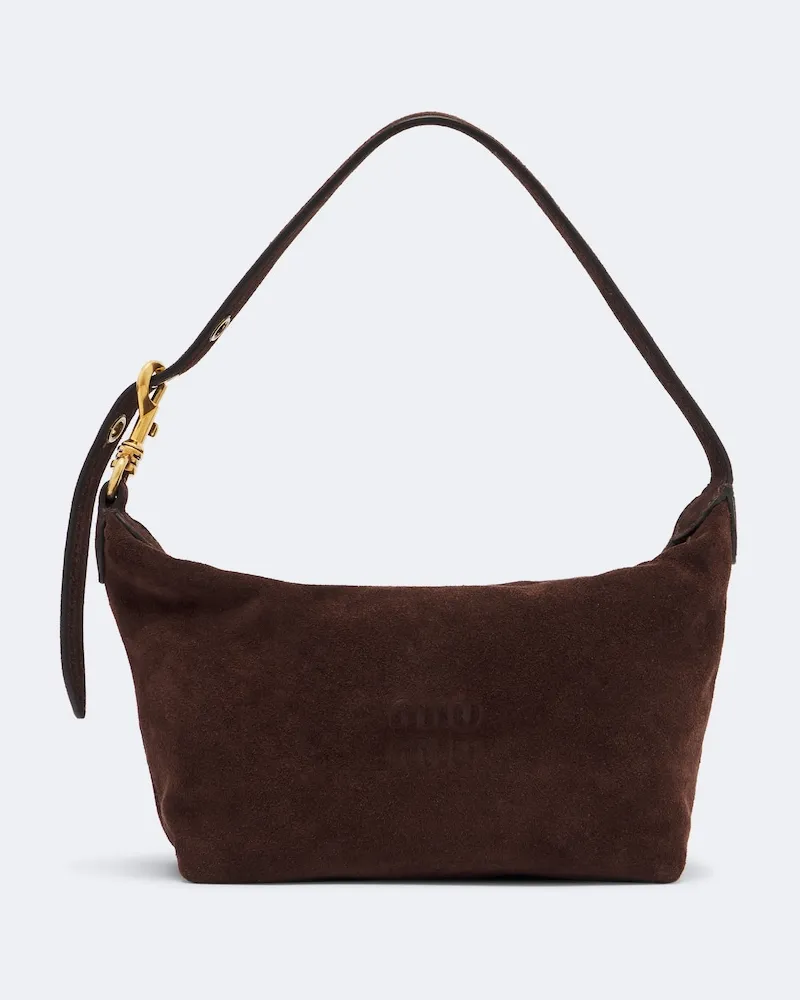 Miu Miu Schultertasche Spirit aus Veloursleder Braun