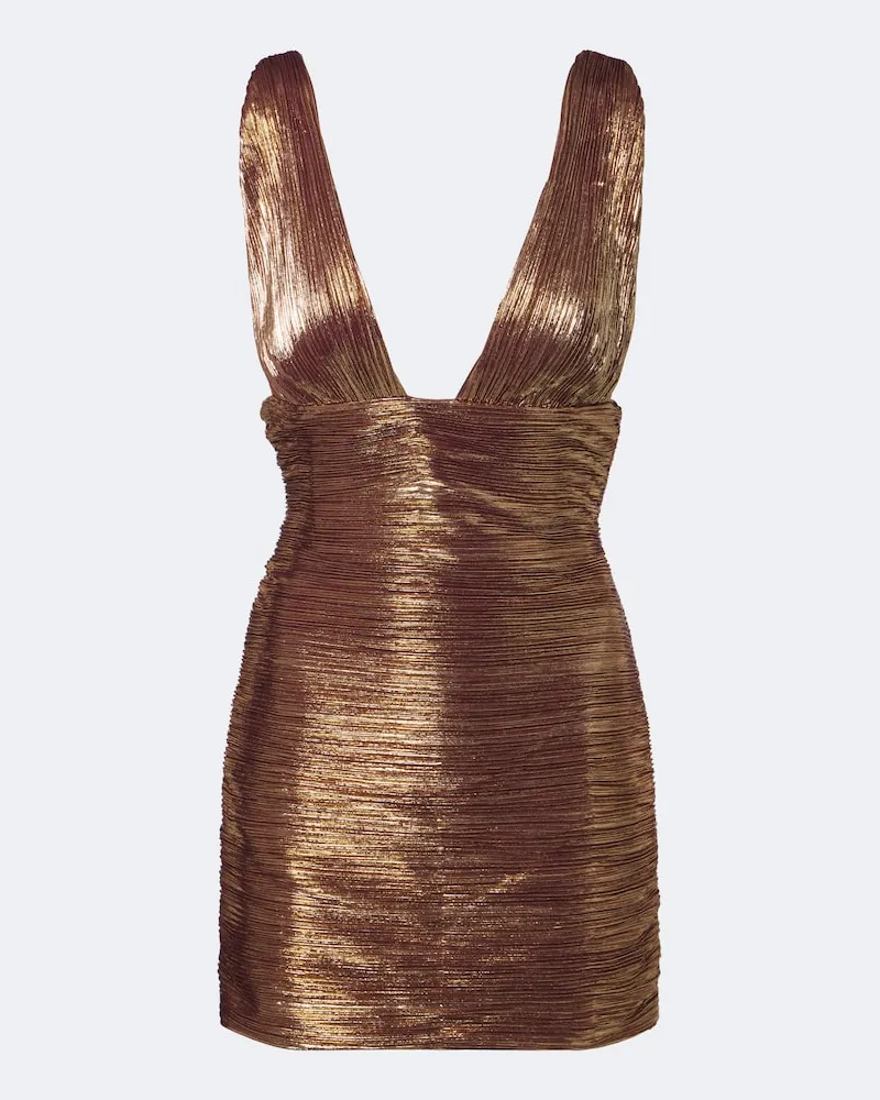 Retrofête Retrofête Minikleid Mita aus Lamé Gold