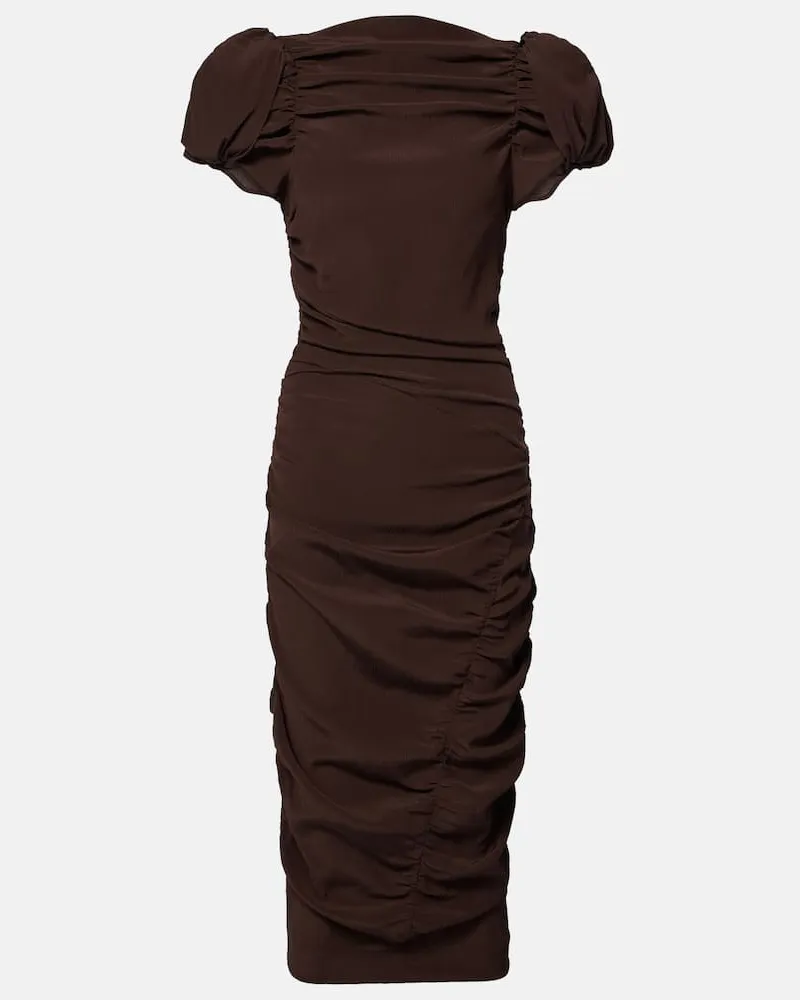 Magda Butrym Midikleid aus Seide Braun
