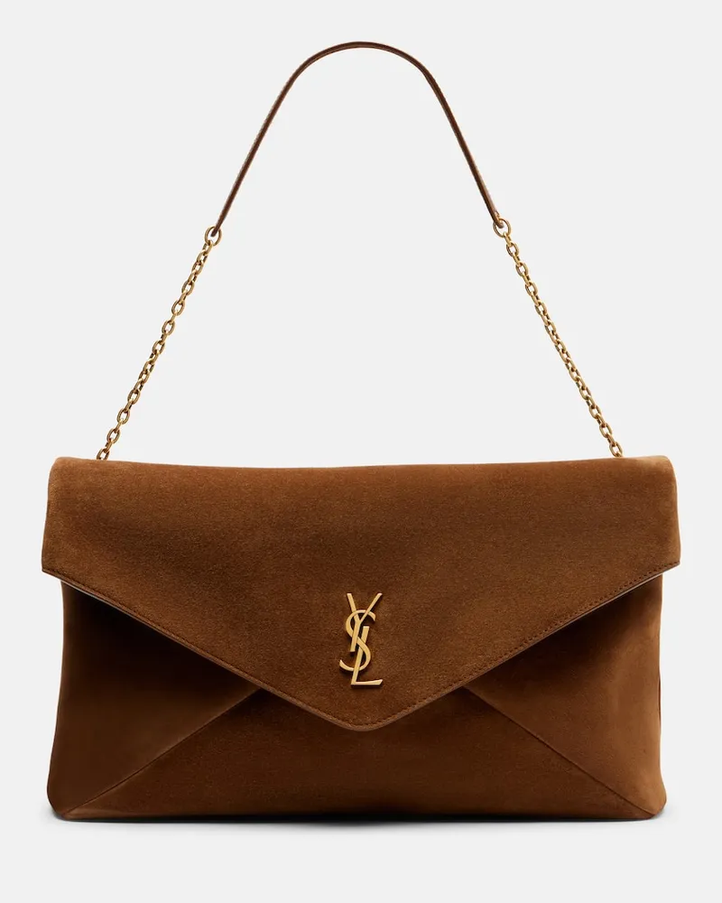 Saint Laurent Portemonnaie mit Kettenriemen Cassandre Envelope Large Braun
