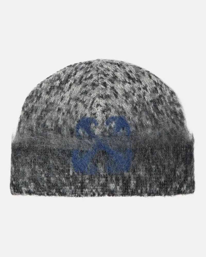 OFF-WHITE Mütze Label aus einem Mohairgemisch Grau