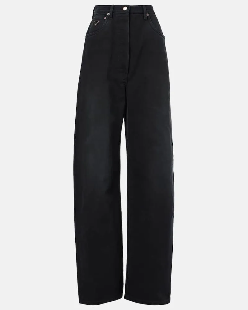 Prada High-Rise Wide-Leg Jeans Schwarz