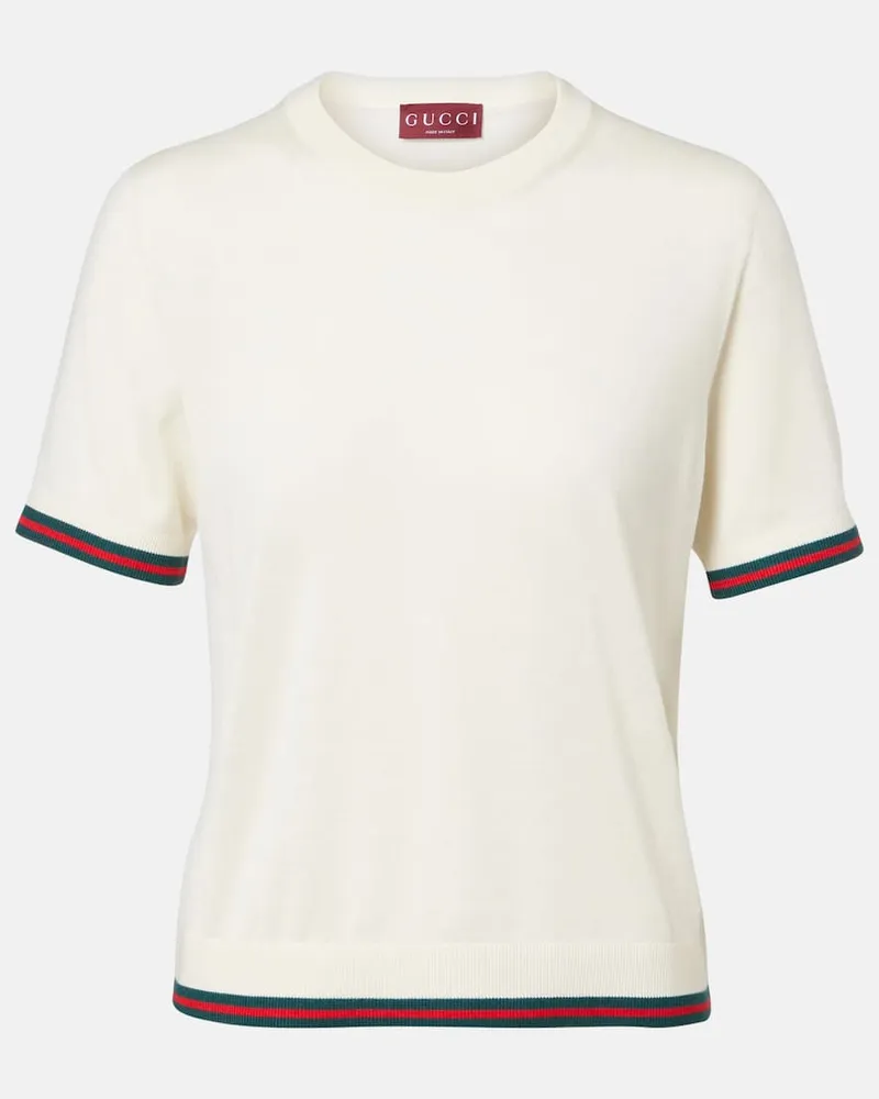 Gucci Top aus Kaschmir und Seide Weiß