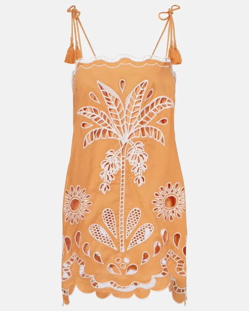 FARM Rio Minikleid Banana Tree aus einem Leinengemisch Orange