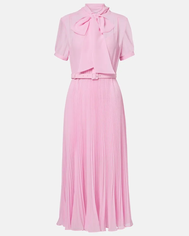 Self-Portrait Midikleid aus Georgette mit Zierperlen Rosa