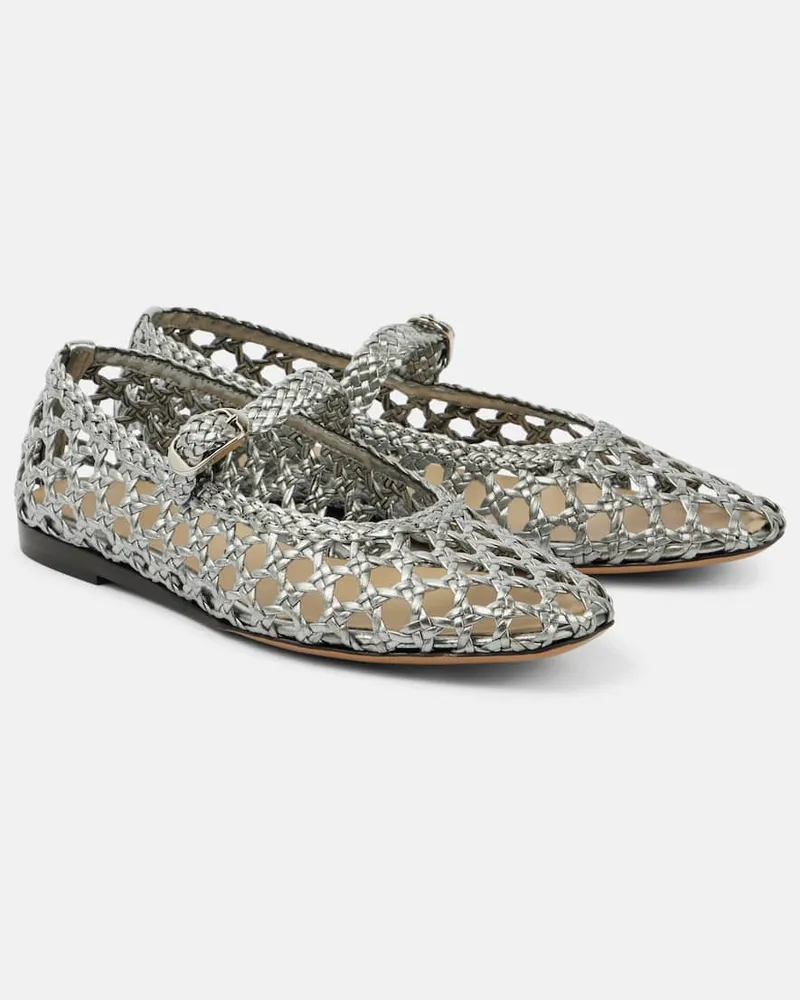 Le Monde Béryl Le Monde Béryl Mary-Jane-Ballerinas aus Metallic-Leder Silber