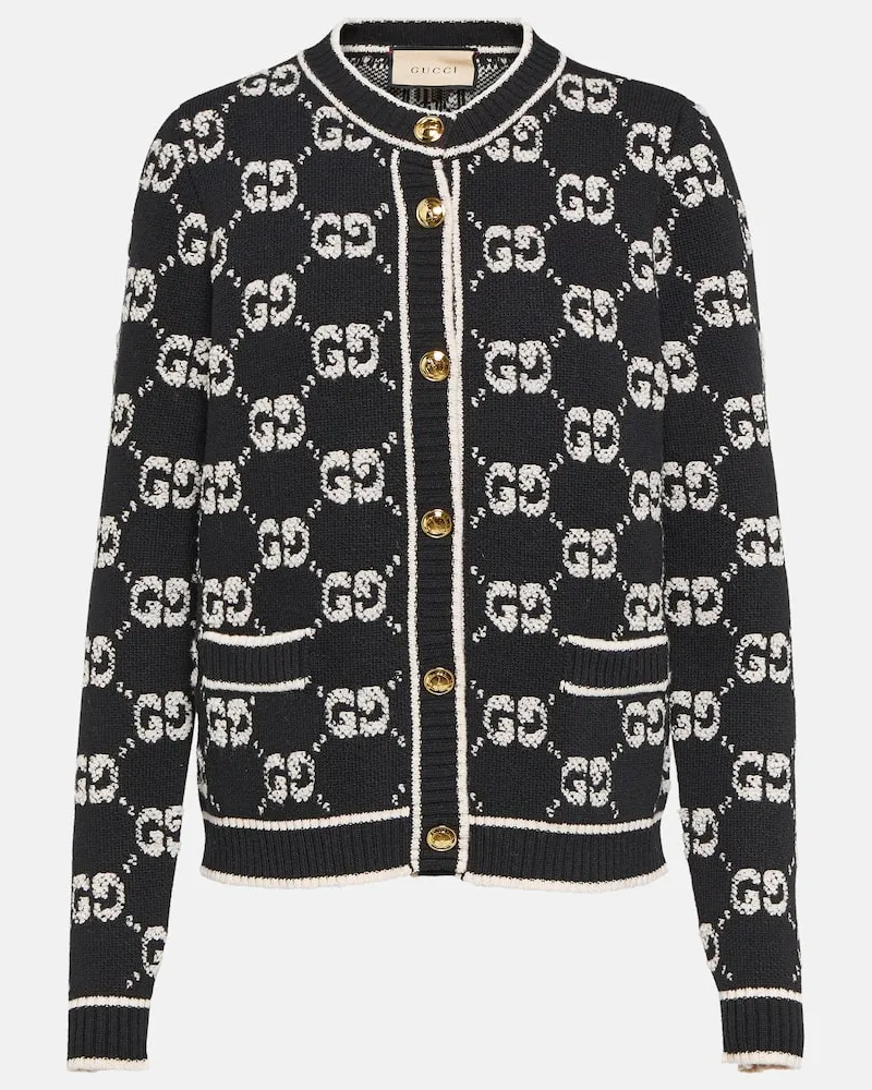 Gucci Cardigan GG aus Woll-Bouclé Schwarz