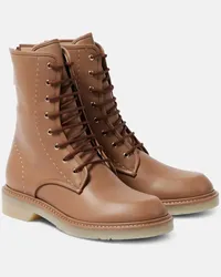 Max Mara Schnuerstiefel aus Leder Schwarz