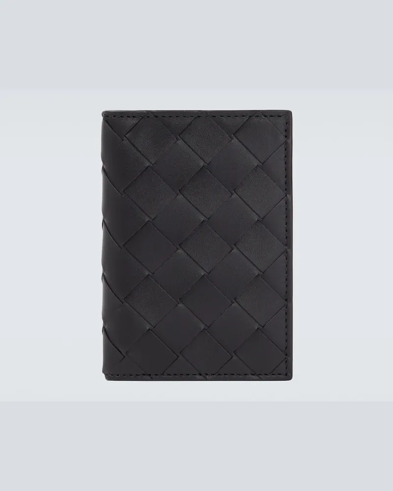 Bottega Veneta Kartenetui Intrecciato aus Leder Schwarz