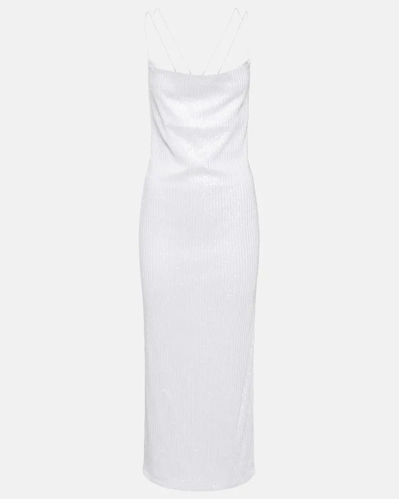 ROTATE Birger Christensen Maxikleid mit Pailletten Weiß