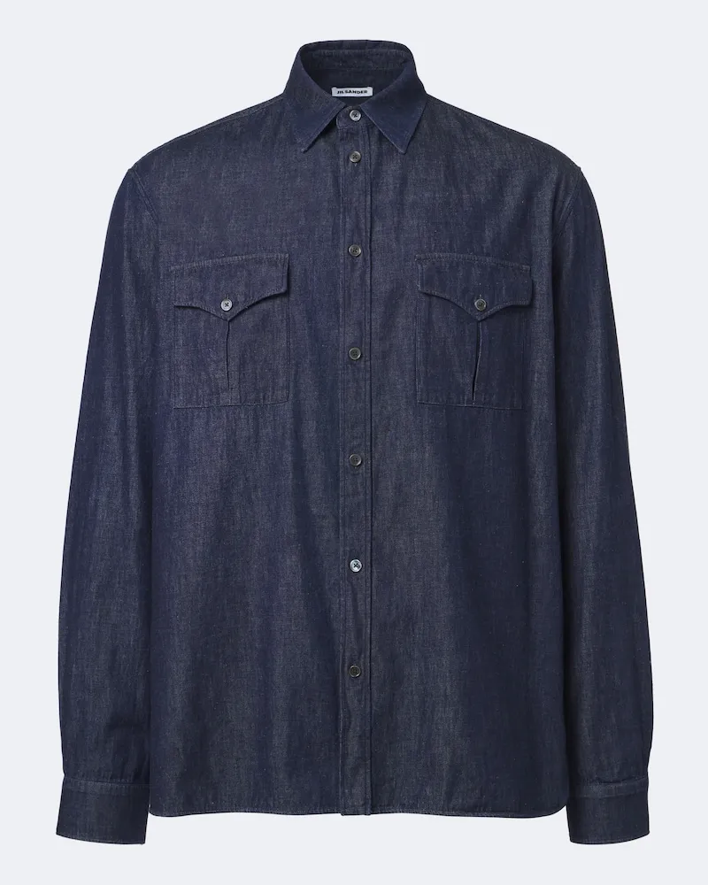 Jil Sander Hemd aus Baumwoll-Chambray Blau
