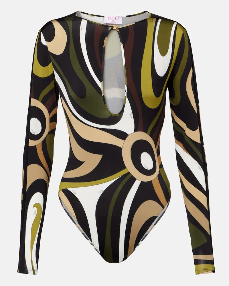 Emilio Pucci Bedruckter Body Marmo aus Satin Multicolor