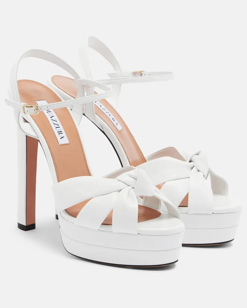 Aquazzura Plateausandalen Nina aus Leder Weiß